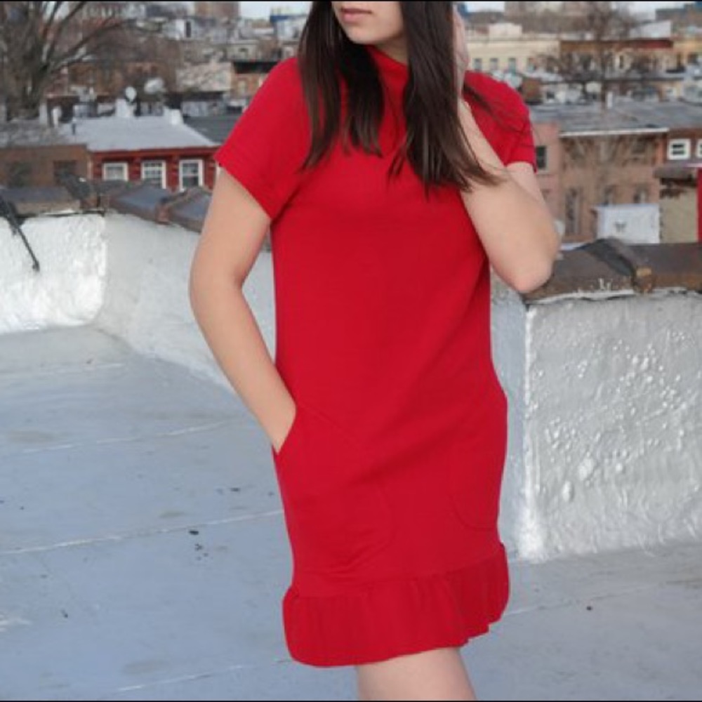 Zara Vintage Wool Blend Mock Neck Dress